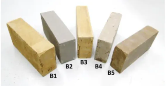 Fig. 1: The five bricks tested. 
