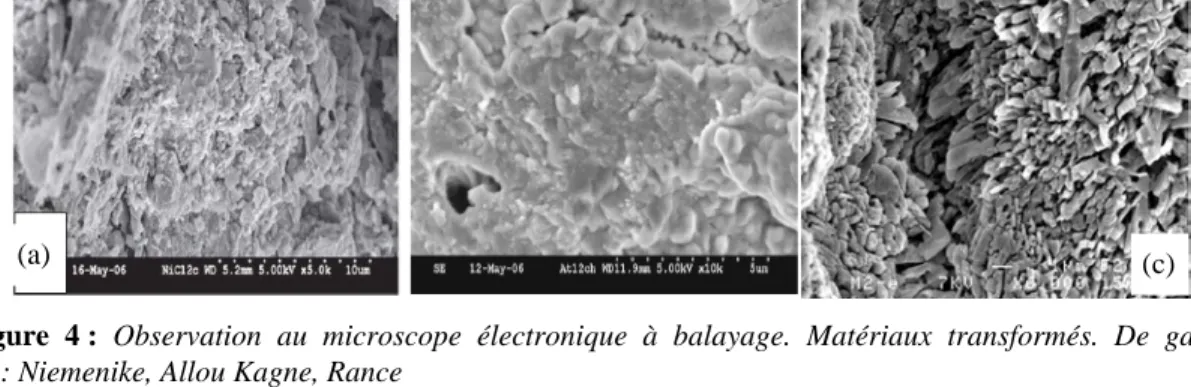 Figure  4 :  Observation au microscope électronique à balayage. Matériaux transformés