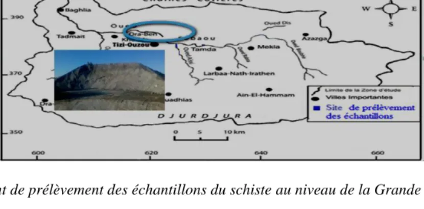 Figure 1. Gisement de prélèvement des échantillons du schiste au niveau de la Grande Kabylie