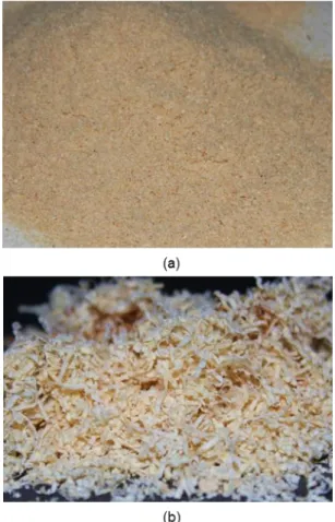 Fig. 1: Sawdust particles (a) small (b) large. 