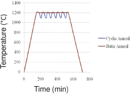 Figure 2.10:  Wafer experiment annealing  profiles.  (This  is the temperature  inside the tube, not the  temperature  of the furnace  program.)