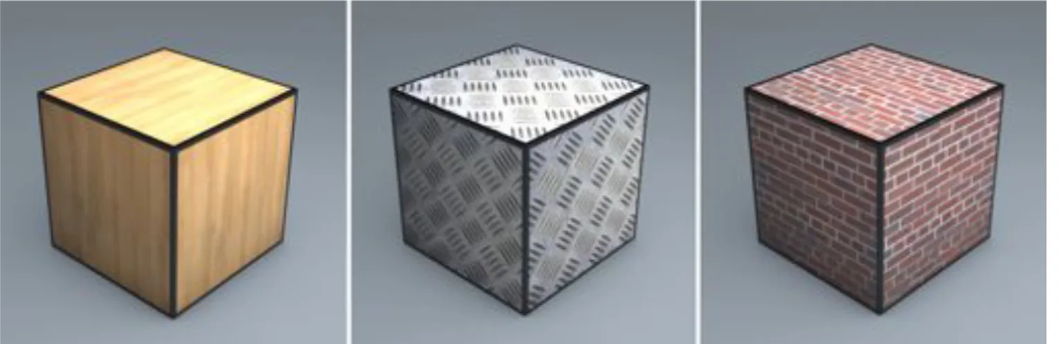 Figure 6. Building Blocks. Different textures applied to the same cube.  