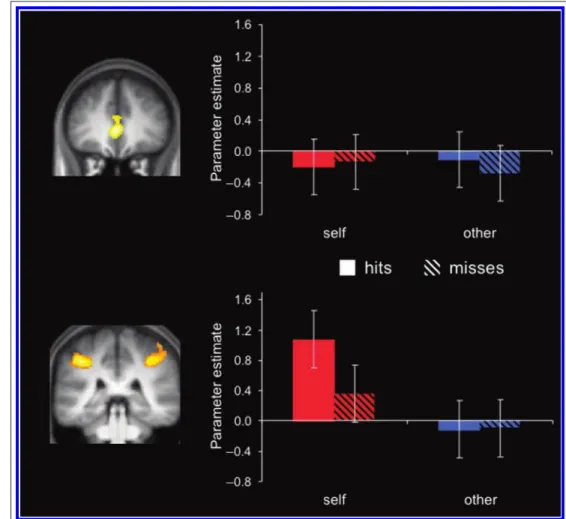 Figure 3. Brain regions defined from the contrast of self > other, separately for the conceptual (top) and agentic (bottom) self-reference tasks in Experiment 2