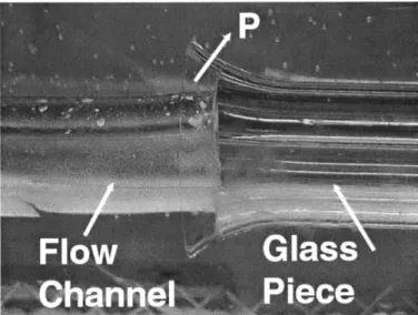 Figure 2-6:  O-ring  effect.  In  an image  of the  finished  model, the  top arrow  indicates direction  in which  the  pressure pushes  the  silicone on  the  inside of the glass  interface  to seal  it against the flaring  surface.