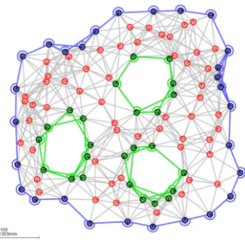 Fig. 1. Simulation results from our boundary algorithm. It detects concave and convex boundaries, interior voids, and produces  con-nected boundary subgraphs