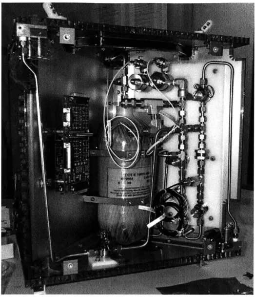 Figure  2-6:  Orion spacecraft  interior showing  some  of the propulsion  plumbing and  control  electronics.