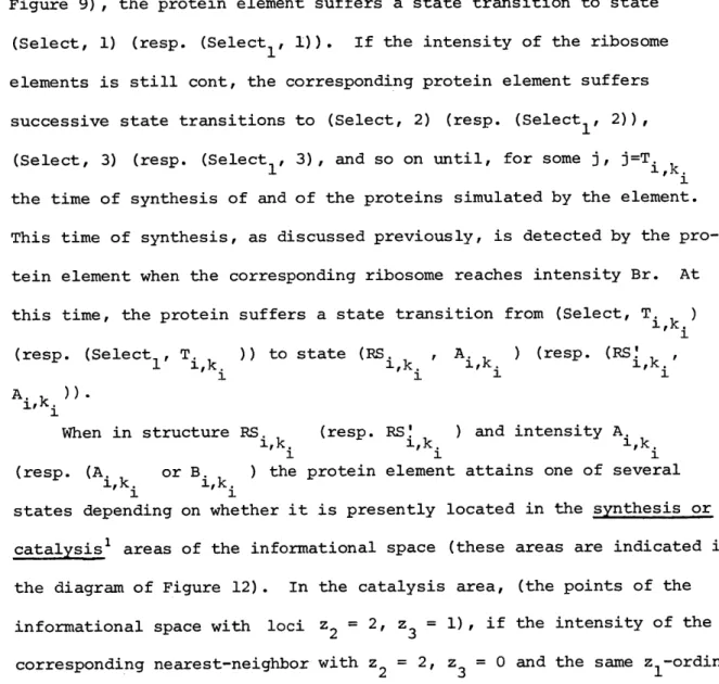 Figure 9),  the protein  element suffers  a state  transition to  state (Select, 1)  (resp