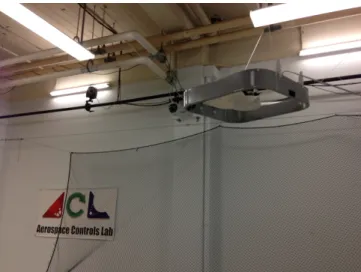 Fig. 10: A box fan is hang from the ceiling to simulate the effect of localized wind.