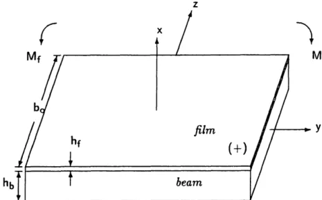 Figure 2-1.  Geometry of  a beam with  a film  transducer adhered to  a single surface.