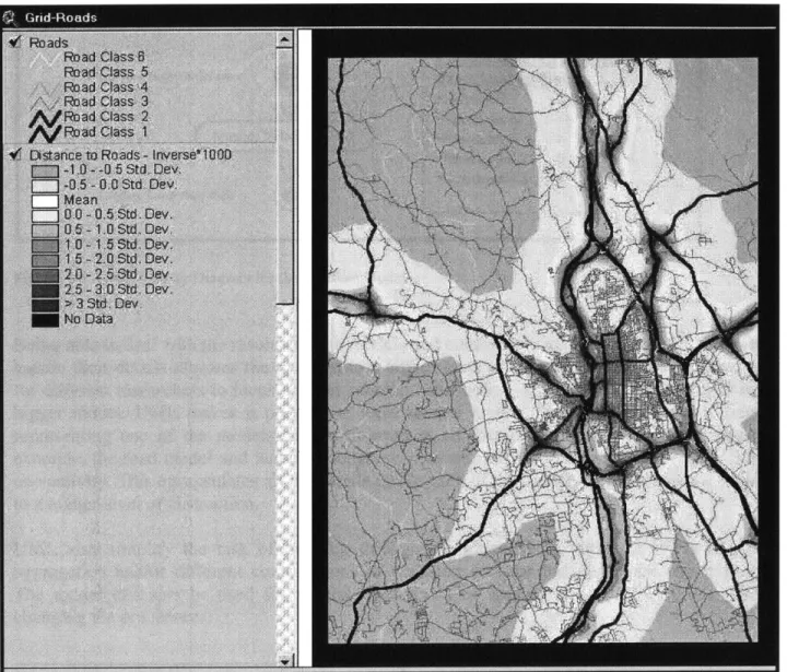 Figure 3.3:  Raster grid for road  model