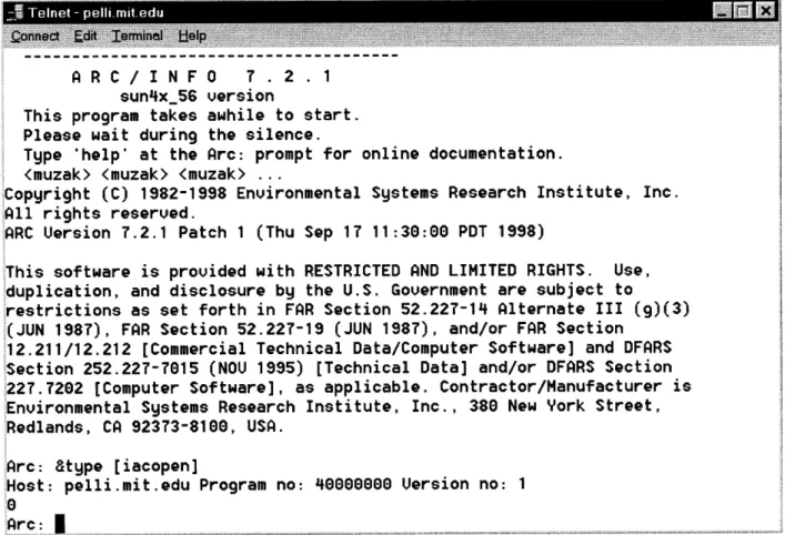 Figure  5.3:  Opening  Arc/Info  Server  RPC