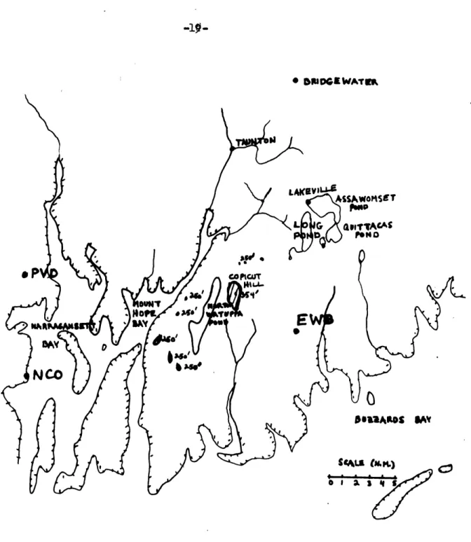 Fig.  6.  Major  tertaia  features  near  the  water- water-sheds  of  the pemds  at Lakeville, Massachusetts.