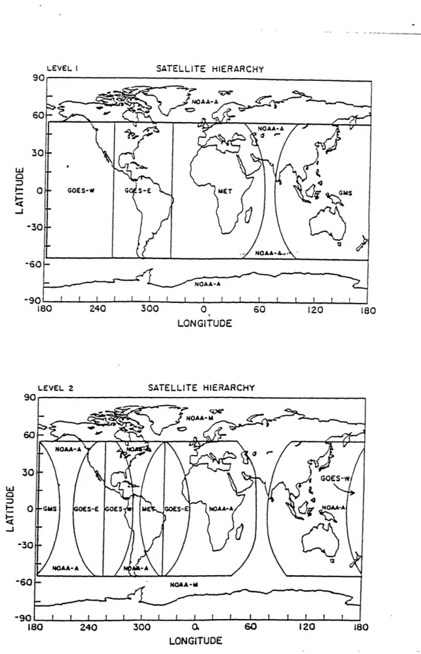 Fig  1-1  Regional  coverage  provided  by satellites  used  for ISCCP: