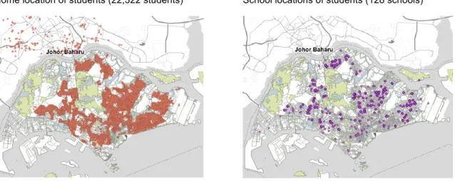 Figure 3.3: Home and School locations of study participants 
