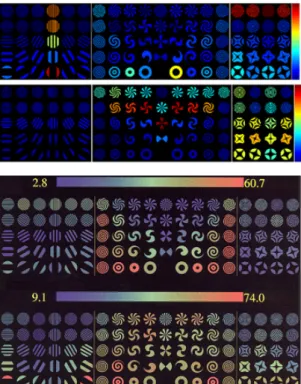 Figure 4: At the next higher cortical level, simi- simi-lar Hebbian learning on the V1 output  representa-tion generates 4-dimensional wavelets (in x, y, θ, s, where s is scale)