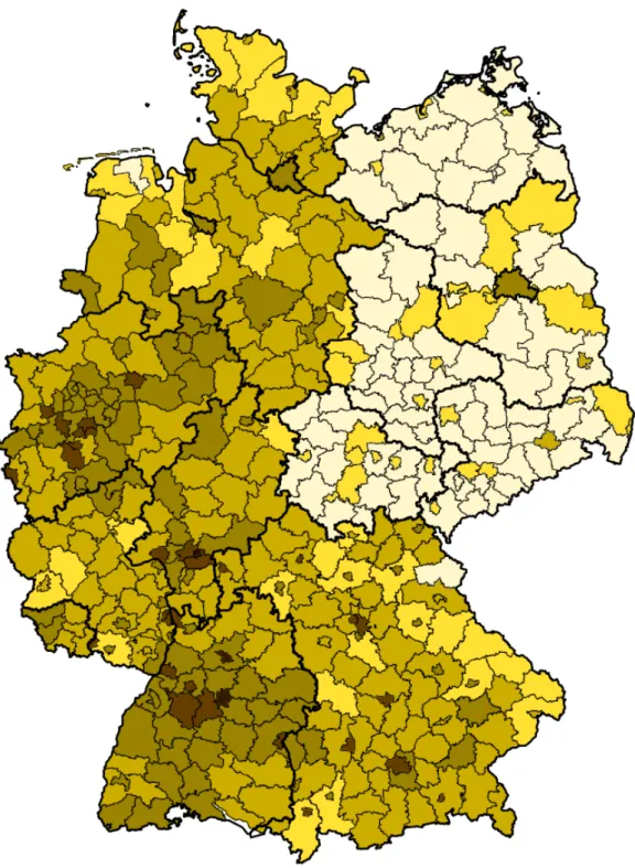 Figure 6: Spatial distribution of residents with migration background 2005 