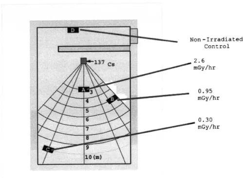 Figure  1-1:  Schematic  summarizing  the  design  features  of  a  typical  low-dose-rate facility
