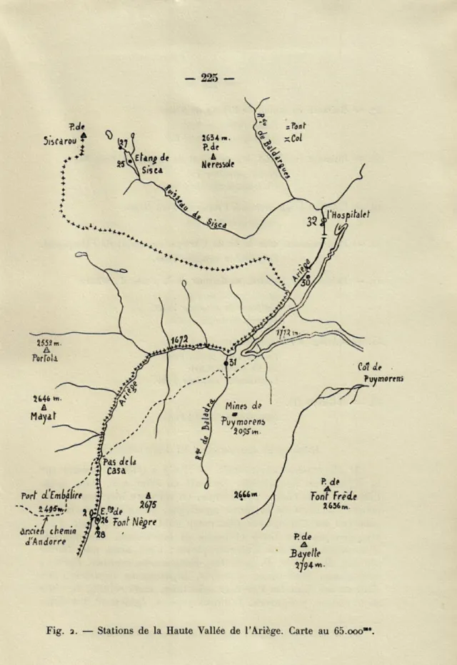 Fig.  a.  —  Stations  de  la  Haute  Vallée  de  l'Ariège.  Carte  au  65.ooo m &#34;