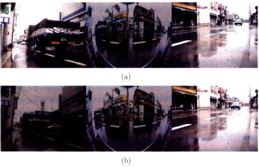 Figure  3-1:  Darkening  camera  views:  On  (a)  the  car  on  the  left  camera  view  is detected