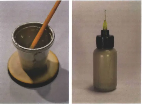 Figure 3.2:  Silver-loaded inks to  be applied by  brush or syringe-tipped bottle.