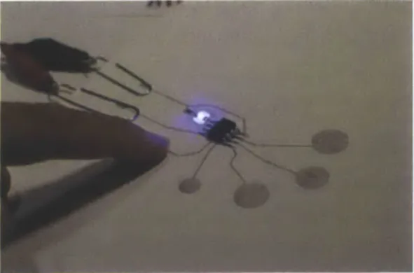 Figure 4.11: Three-pad touch sensor with three  Figure 4.12:  Five-pad touch sensor with  one