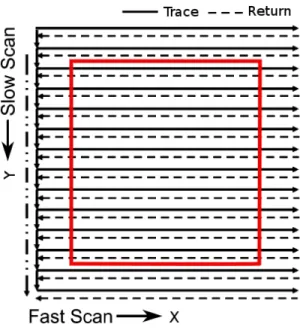 Figure 2-4: The raster pattern traced during an image scan. The scan begins in the upper left corner and ends in the lower right