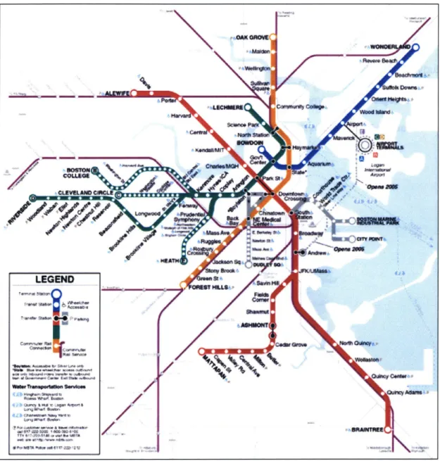 Figure 4-2.  MBTA  Rapid Transit Lines Map