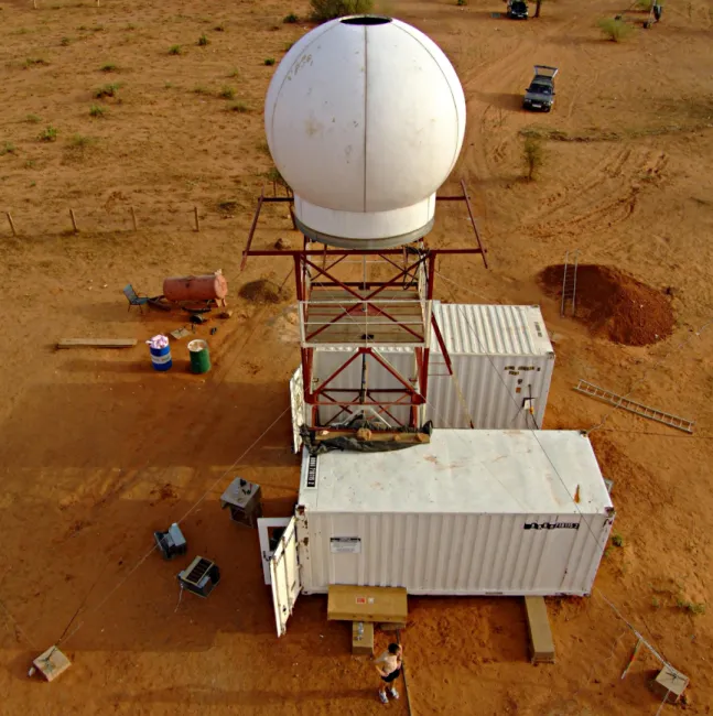 Figure 2-2: A photograph of the MIT radar installation at Niamey from the tower over the radar