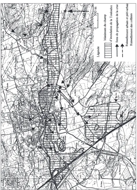 Figure 6. Extension maximale du champ inondable  de la Touloubre dans le bassin inférieur.