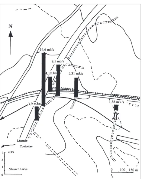 Figure 4. Carte des débits de la tête de la Touloubre.