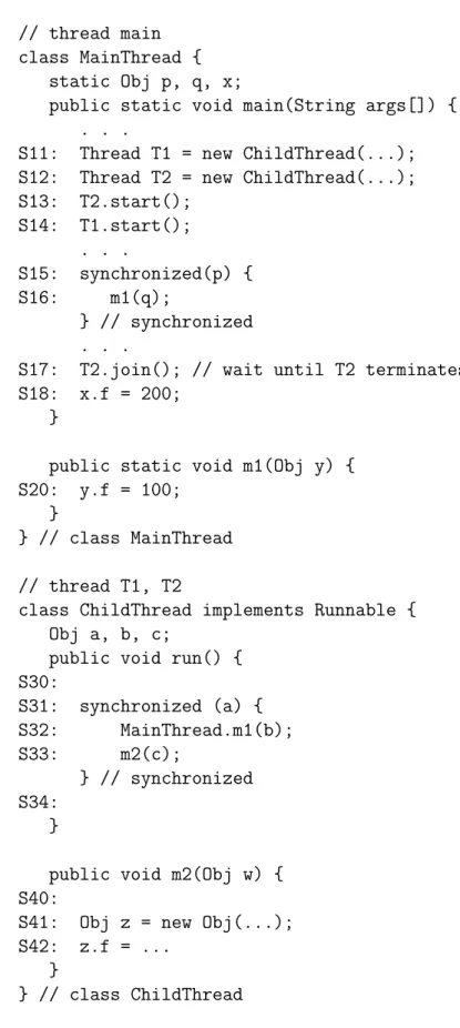 Figure 5-1: Example program for static datarace analysis.