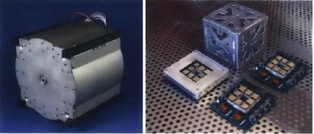 Figure  2-3:  Left:  The  Busek  MRJ  [17].  Right:  MIT  iEPS  [33]  next  to  a  1U chassis.