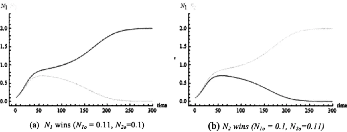 Figure 2-3. Evolution  of the competing  technologies  for different initial conditions No