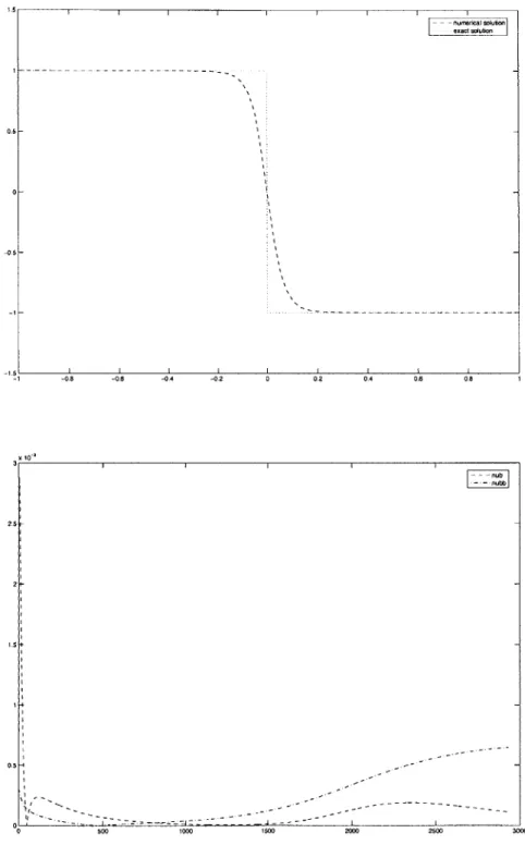 Figure  4-5:  iterated  solution  (top)  and  artificial  viscosities  evolution  over  the  time period  [0,  -]  (bottom)  for  Pe=5