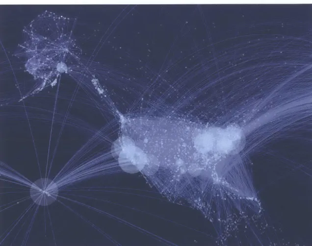 Figure  1-1:  The  map  shows  flight  the  U.S.  - centric  air  transportation  network.