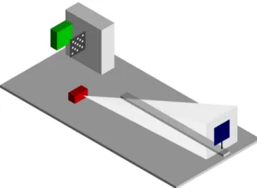 Fig. 13. Isotopic area source partially occluded by some lead bricks and lead plate cutouts, and one frame of dynamic reconstruction sequence using 50% fill factor mask.