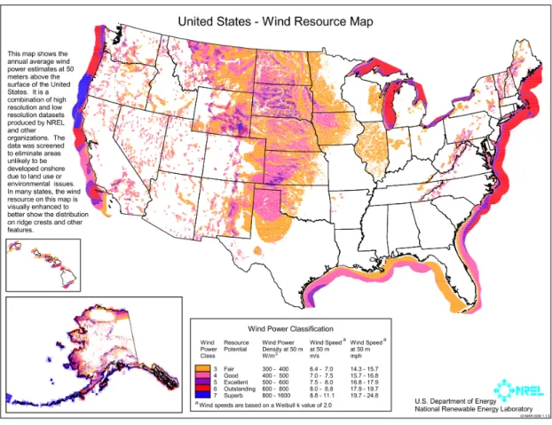 Figure 2: US Wind Speed Map 