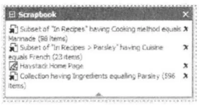 Figure  4-1:  Haystack's  scrapbook  collection  shown  in  the  left  pane.
