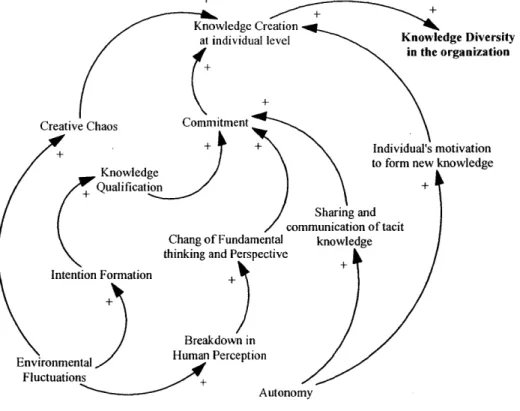 Figure 2-1  Causal  loop diagram for knowledge  creation at individual  level
