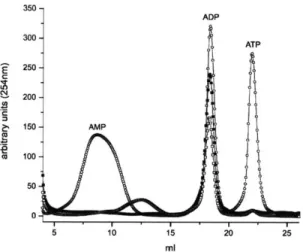 Figure  2-3:  Chromatographs  of  nucleotides  eluted  from  an  ion  exchange  column
