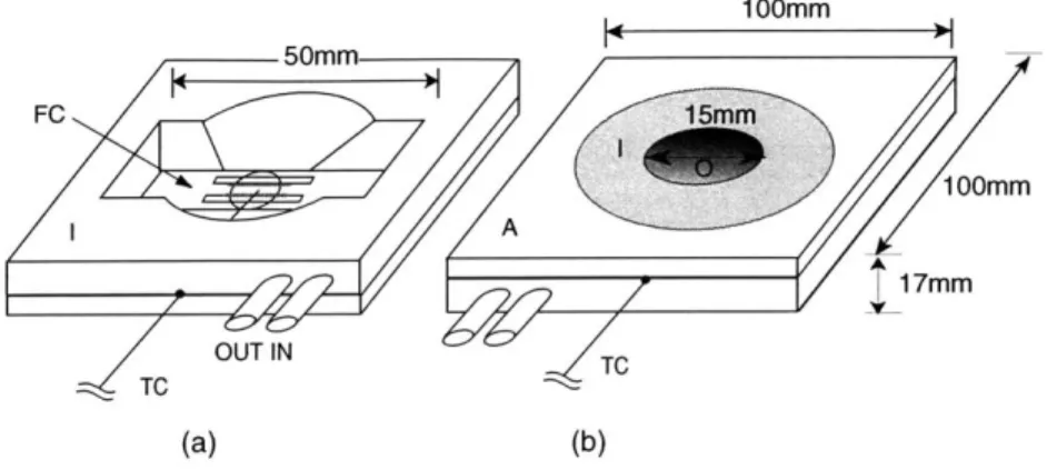 Figure  2-4:  (a)  Top  view  of the  temperature  controlled  substrate:  there  is  a  pocket  for  a flowcell(FC)  to  fit  in