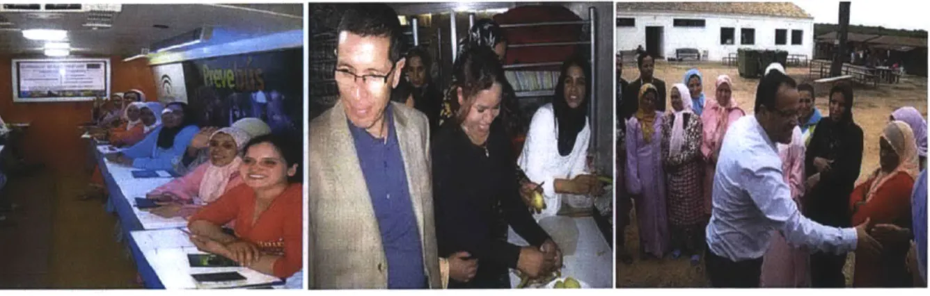 Figure  16:  (left to  right) languages  course,  cooking courses and follow  up on the farm