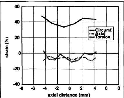 Figure  2.6:  Arterial  surface  strain  tensor  components  after  in vitro  stent  expansion  to  6  atm