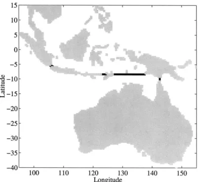 Figure  3.15:  Geographical  view  of the  Indonesian  throughflow  for  POCM  1/4'  resolution model