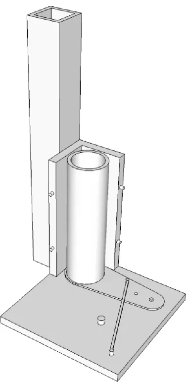 Figure  3-3:  The  release  mechanism  used  for  studying  the  dynamics  of  particle  clouds  released in ambient currents (base is 15.2 cm x 15.2 cm)