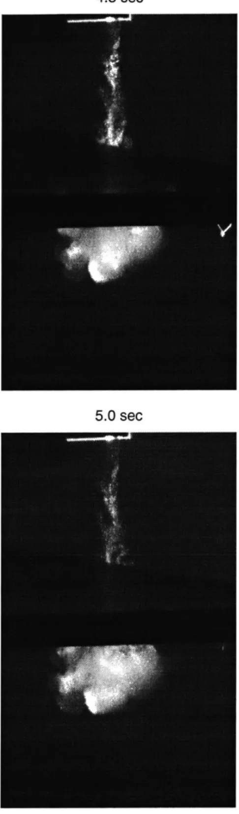 Figure  5-1:  Before  and  after  images  of  0.264  mm  particle  cloud  descending  through sediment  trap.
