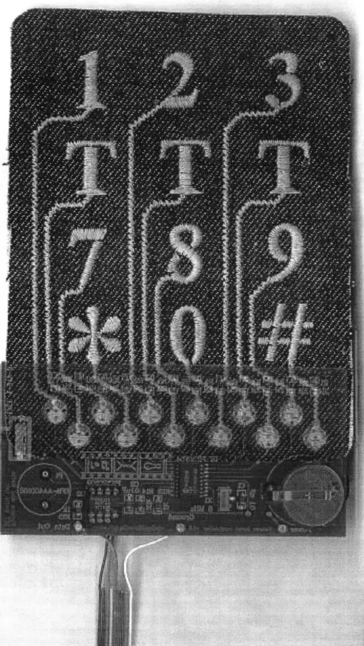 Figure  1.2:  Composite  image  of denim  keypad  and  readout  circuit  board.