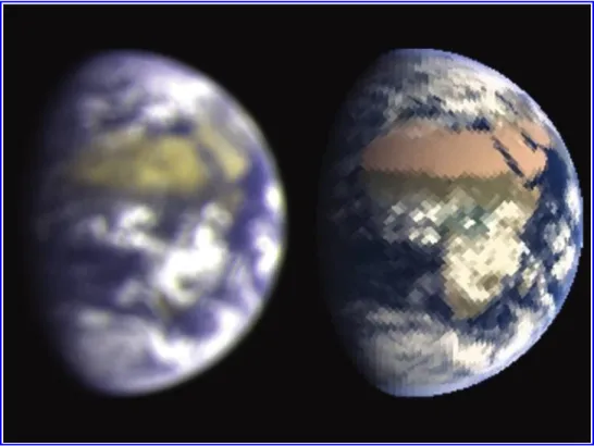 FIG. 1. A true color image of Earth taken from the EPOXI data set (left) and from our model (right)