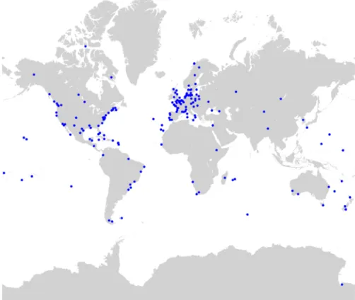Fig.  1 : Distribution of the stations selected for this study 