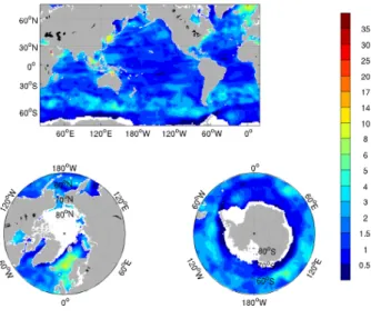Figure : modeled-observed cost – sea level anomaly – large space/time scales
